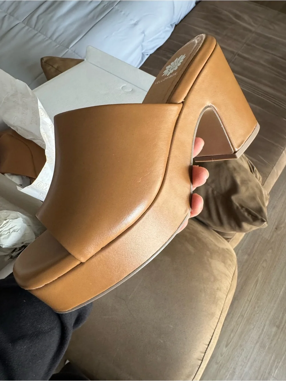 Yellowbox Women’s Platform Wedge Sandals in Cognac Brown